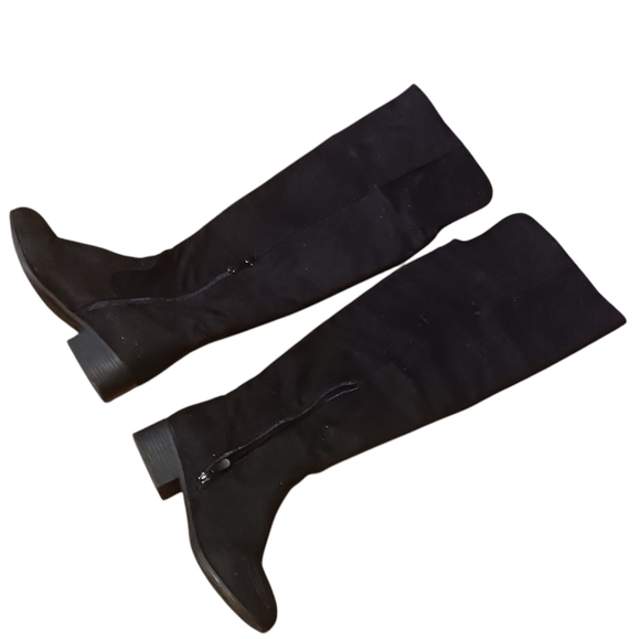 Bonnibel Black Over The Knee Boots Ladies 6 1/2 Block Heel Man Made Materials - Picture 3 of 5